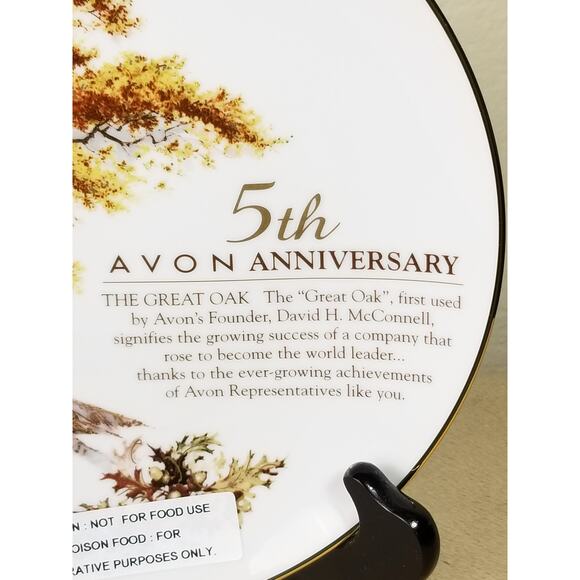 Avon 5th Fifth Anniversary Fine Porcelain 22k Gold Trim 8 1/2" Vintage - Picture 2 of 11